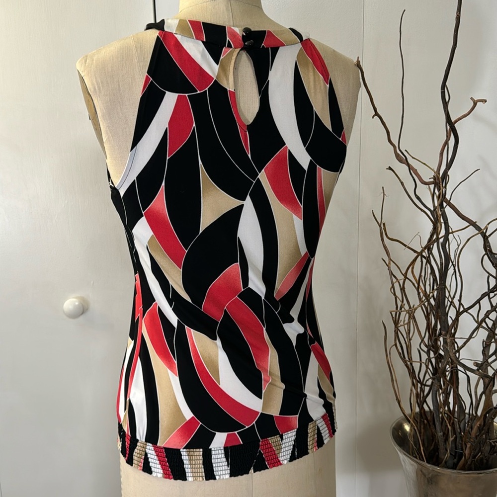 White House Black Market sleeveless color block blouse - Picture 5 of 7